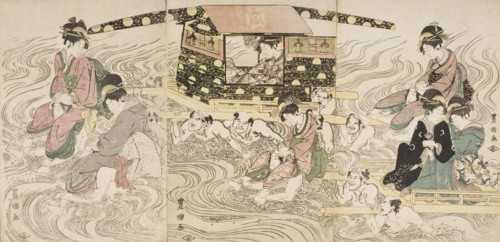 Women Crossing the Oi River, c1800. Creator: Utagawa Toyokuni I.