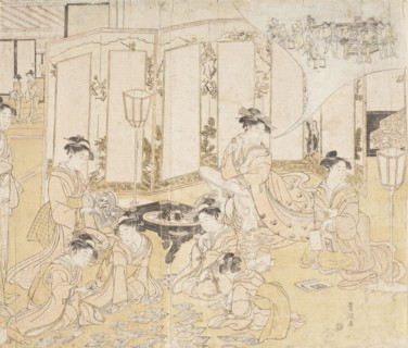 Women Playing Hyakunin Isshu Card Game (image 1 of 2), between c1794 and c1795. Creator: Utagawa Toyokuni I.