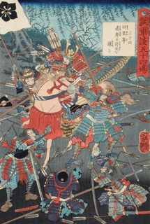 The Defeat of Michihide by the Old Retainers, 1864. Creator: Yoshitsuya.