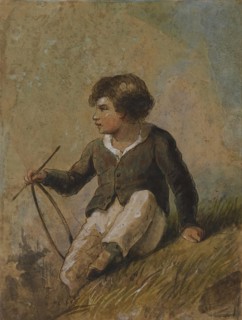 Young Boy with Hoop and Stick, mid 19th century. Creator: Alfred Jacob Miller.