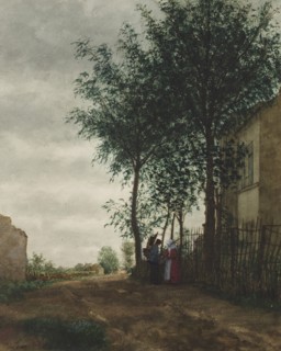 Two Figures beside a Country Road, 1861. Creator: Leon Bonvin.
