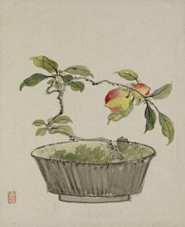 Leaf from Album Depicting Birds, Flowers, Landscapes, and Flower Pots, 1876. Creator: Yoshizawa Setsuan.