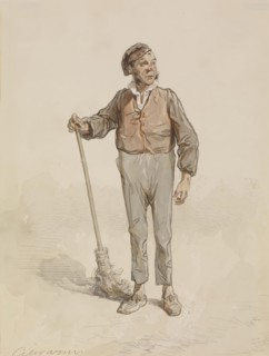 Man with Broom, 1855-1857. Creator: Paul Gavarni.