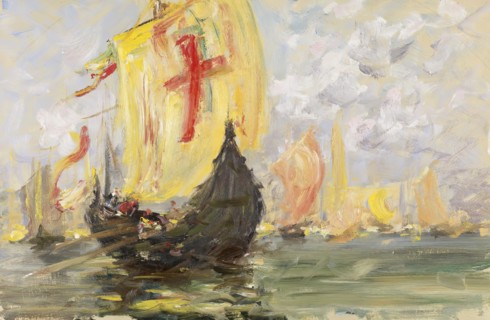 Scene of a Regatta, Venice, 19th century. Creator: Francis Hopkinson Smith.