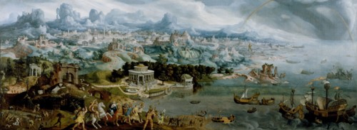 Panorama with the Abduction of Helen Amidst the Wonders of the Ancient World, 1535. Creator: Maerten van Heemskerck.