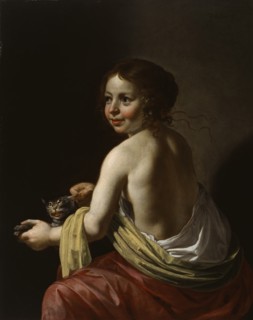Girl Teasing a Cat, c1630. Creator: Jan van Bijlert.