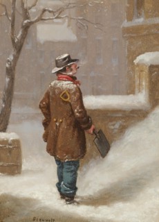 Looking For a Job (Snow Shoveller), c1859. Creator: Charles Felix Blauvelt.