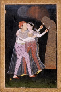 Embracing Lovers with Sparklers, c1775. Creator: Unknown.