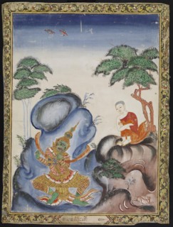Upagupta Binds Mara to a Mountaintop, 19th century. Creator: Unknown.