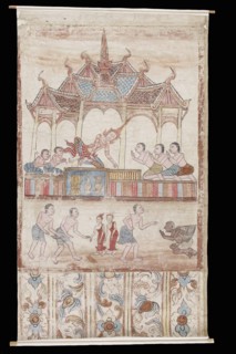 Vessantara Jataka, Chapter 11: Jujaka and the Royal Children are Brought to King... 18th-19th cent. Creator: Unknown.
