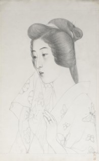 Sketch of Woman Holding a Towel, 1920. Creator: Hashiguchi Goyo.