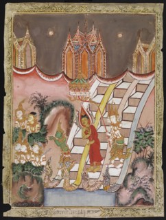 The Buddha's Descent from Tavatimsa Heaven, 19th century. Creator: Unknown.