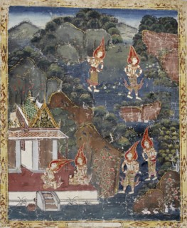 Vessantara Jataka, Chapter 4 (The Forest Edge): Vessantara, Maddi, Jali, and Kanha, 1830-1860 (). Creator: Unknown.