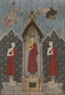 The Buddha with his disciples Sariputta and Moggalana, 1st quarter 19th century. Creator: Unknown.