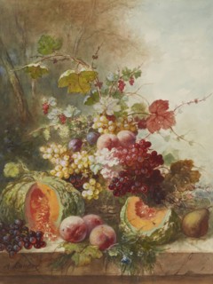 Still Life with Melons, 1865. Creator: Alexandre Couder.