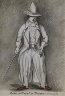 Antoine Ravel as Chevalier Grinaldo, 1855-1859. Creator: Alfred Jacob Miller.