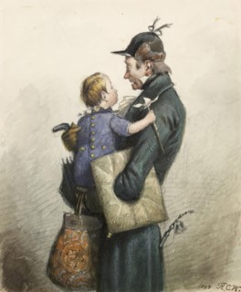 Man in Green Coat with Umbrella, 1848. Creator: Richard Caton Woodville.