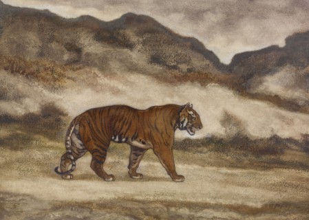 Tiger Walking, 1850s. Creator: Antoine-Louis Barye.