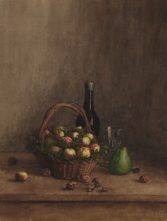 Still Life with Basket of Apples, 1863. Creator: Leon Bonvin.