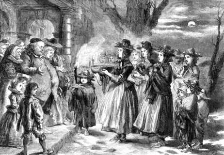 The Wassail Bowl - drawn by John Gilbert, 1860. Creator: Smyth.
