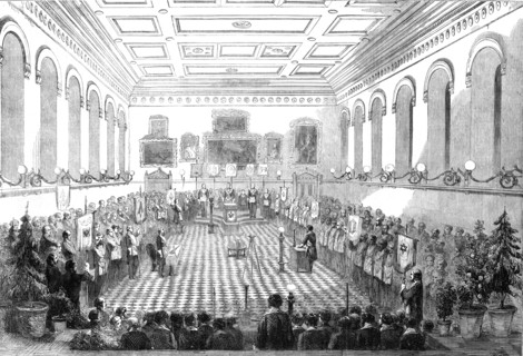 Installation of the Duke of Newcastle at the Mechanics' Hall, Nottingham, as Provincial..., 1860. Creator: W Thomas.