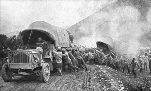 'Le debut des operations ; Les difficultes de la route de Florina par Kozani', 1916. Creator: Unknown.