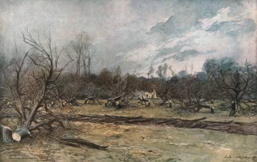 'Les pommiers coupes a Cuts (Oise)', 1917. Creator: Francois Flameng.
