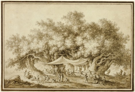 View of the Famous Chestnut Tree of Mount Etna, called Centum Cavalli, 1784. Creator: Claude Louis Chatelet.