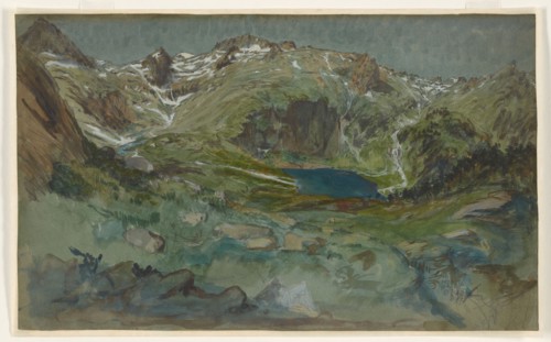 View of the Lac d’Espingo and the Cirque d’Espingo in the Pyrenees, Aug. 21, 1865. Creator: Eugène Emmanuel Viollet-le-Duc.