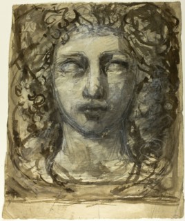 Study of Female Head (recto); Classical Male Head (verso), c. 1890. Creator: Henri Cros.