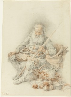 Old Man with a Basket of Fruit and Vegetables, 18th century. Creator: Jacques Andre Portail.
