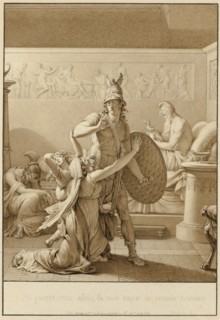Creusa Pleads with Aeneas as He Leaves for War, 1803. Creator: Jean-Michel Moreau.