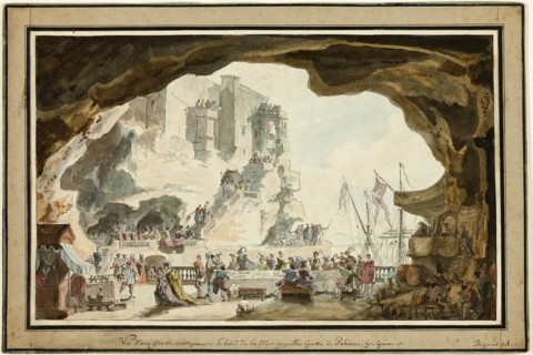 View of the Grotta di Palazzo with Banquet, c. 1790. Creator: Louis Jean Desprez.