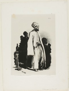 Standing Turk, plate eleven from Ink Sketches by Charlet, 1828. Creator: Nicolas-Toussaint Charlet.