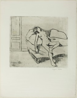 Louise Nude on a Sofa, 1895. Creator: Suzanne Valadon.