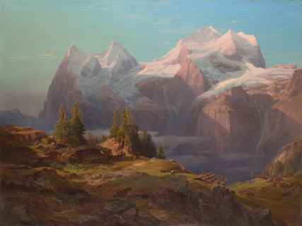 Wengeralpe in the Bernese Oberland (Eiger, Monk and Virgin), 1853. Creator: Anton Hansch.