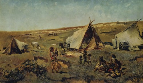 Gypsy camp in the Puszta, c1875/1880. Creator: Anton Romako.