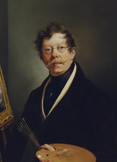 Self-portrait at the easel, 1845. Creator: Friedrich Johan Gottlieb Lieder.
