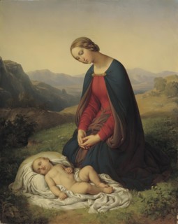 Mary worshiping the child, 1849. Creator: Johann Nepomuk Ender.