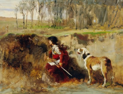 Study knight with dog, c1870/1880. Creator: Johann Till.