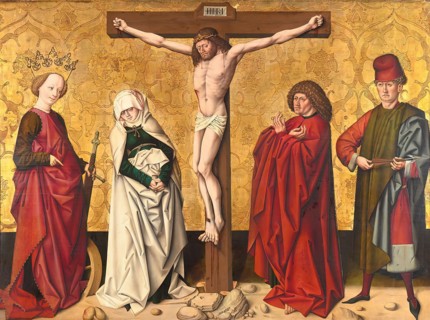 Christ on the cross with saints, 1475/80. Creator: Master of Großgmain.