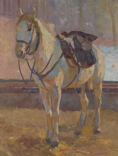 White horse under the saddle, 1897. Creator: Victor Eckhardt von Eckhardsburg.