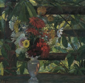 Leaf with flowers, undated. (c1920s) Creator: Wilhelm Legler.