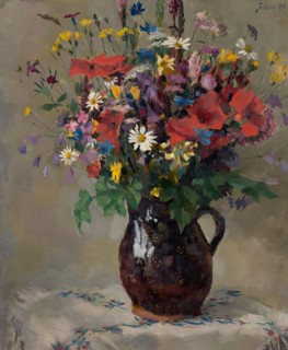Meadow flowers in jug, 1910. Creator: Ferdinand Matthias Zerlacher.