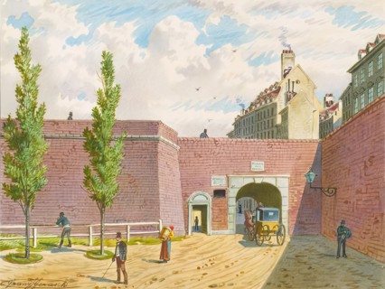 The Fischertor in Vienna, 1854. Creator: Franz Gerasch.