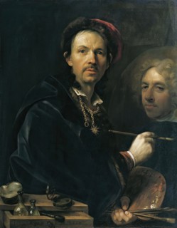 Self-portrait at the easel, 1709. Creator: Jan Kupecky.