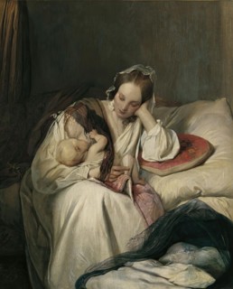 Mother's Love (The Artist's Wife with Child), 1839. Creator: Josef Danhauser the Younger.
