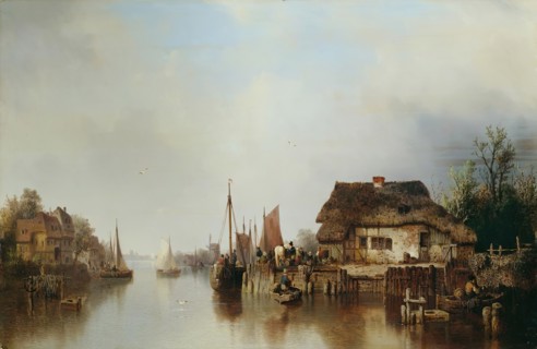Banks of the Scheldt, 1852. Creator: Ludwig Hermann.