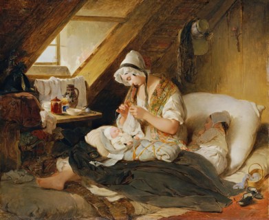 The poor officer's widow, 1836. Creator: Peter Fendi.