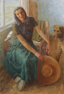 Grete Gamerith with dog "Puck", 1947. Creator: Walther Gamerith.